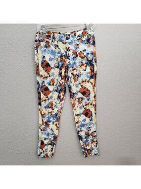 KBNE Pants Womens Size M Mid-Rise Skinny Colorful  Abstract Print Soft Stretch